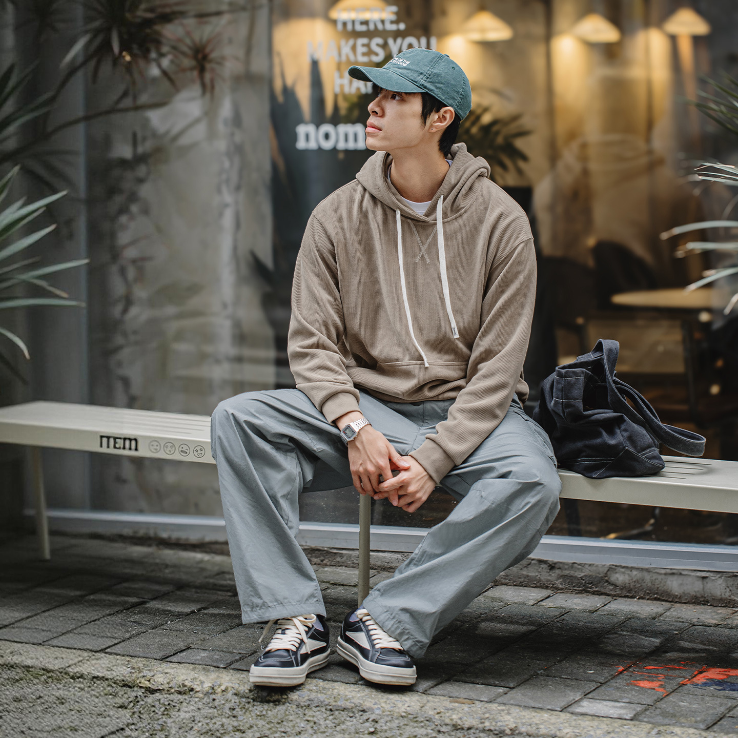 MRA380G重磅雪尼爾連帽衛衣寬鬆套頭燈芯絨打底衫外套男秋冬