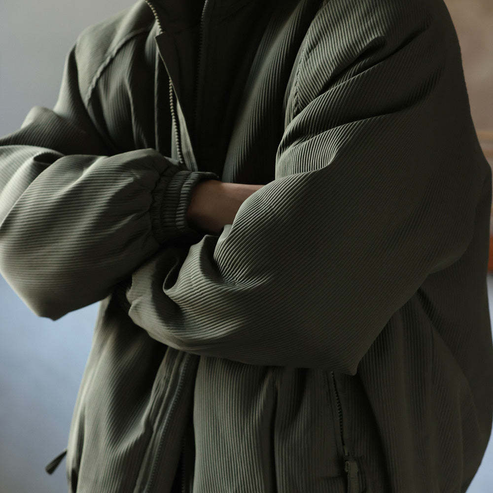 日系復古絨條加厚棉衣男士秋冬款立領設計保暖工裝棉服外套-Retro's Wear