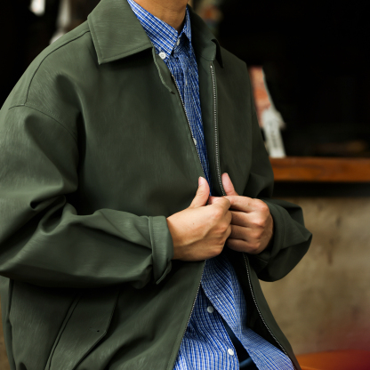 美式復古哈靈頓皮衣夾克男PU樹皮紋痞帥外搭翻領外套