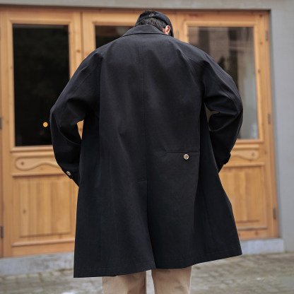 MRA 華達呢巴爾瑪肯風衣中長款疊門襟重磅浴血黑幫大衣外套春