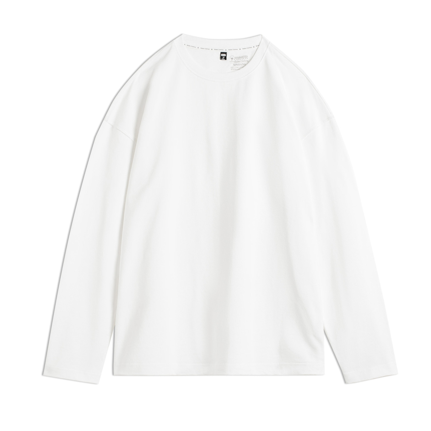 新疆純棉長袖T恤純色內搭打底白色重磅高克重體恤男秋季