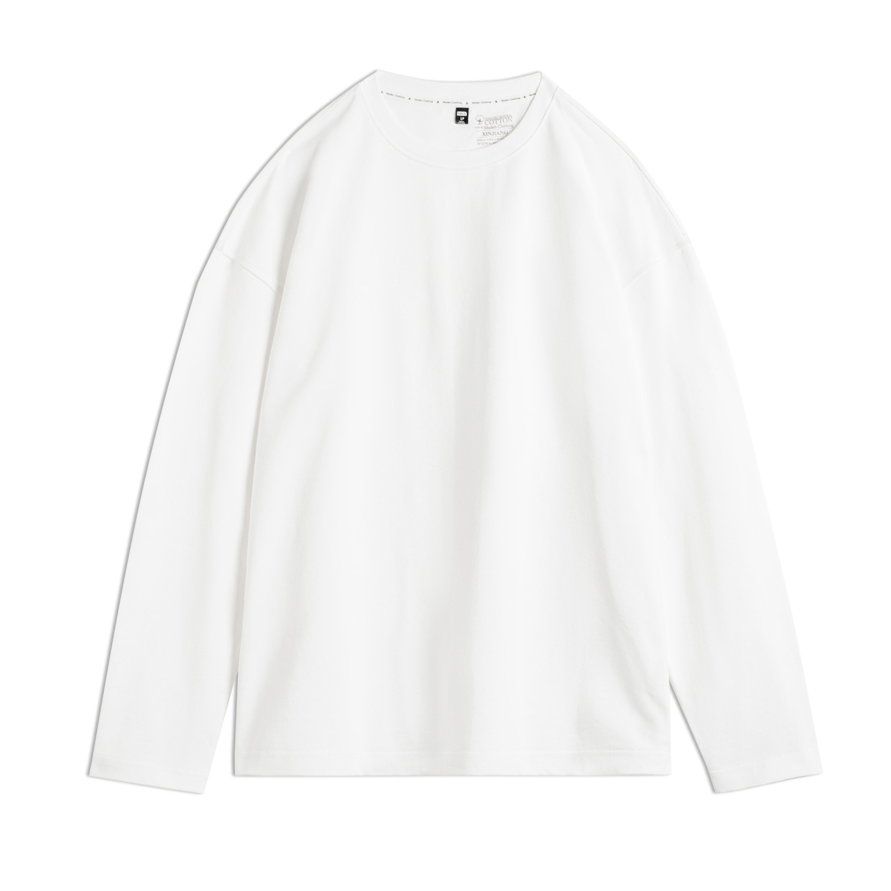 新疆純棉長袖T恤純色內搭打底白色重磅高克重體恤男秋季