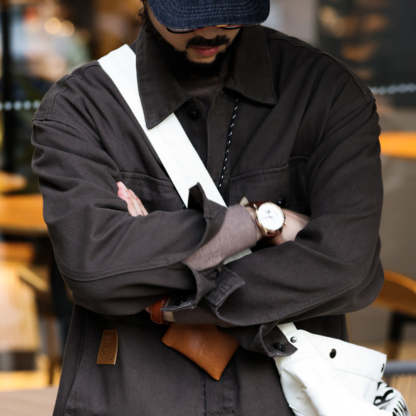 美式復古純棉工裝夾克男寬鬆四袋款重磅外搭硬漢伐木外套秋-Retro's Wear