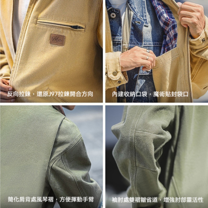 MRA美式復古穀倉底特律工裝夾克巴恩風行政翻領帆布外套男秋