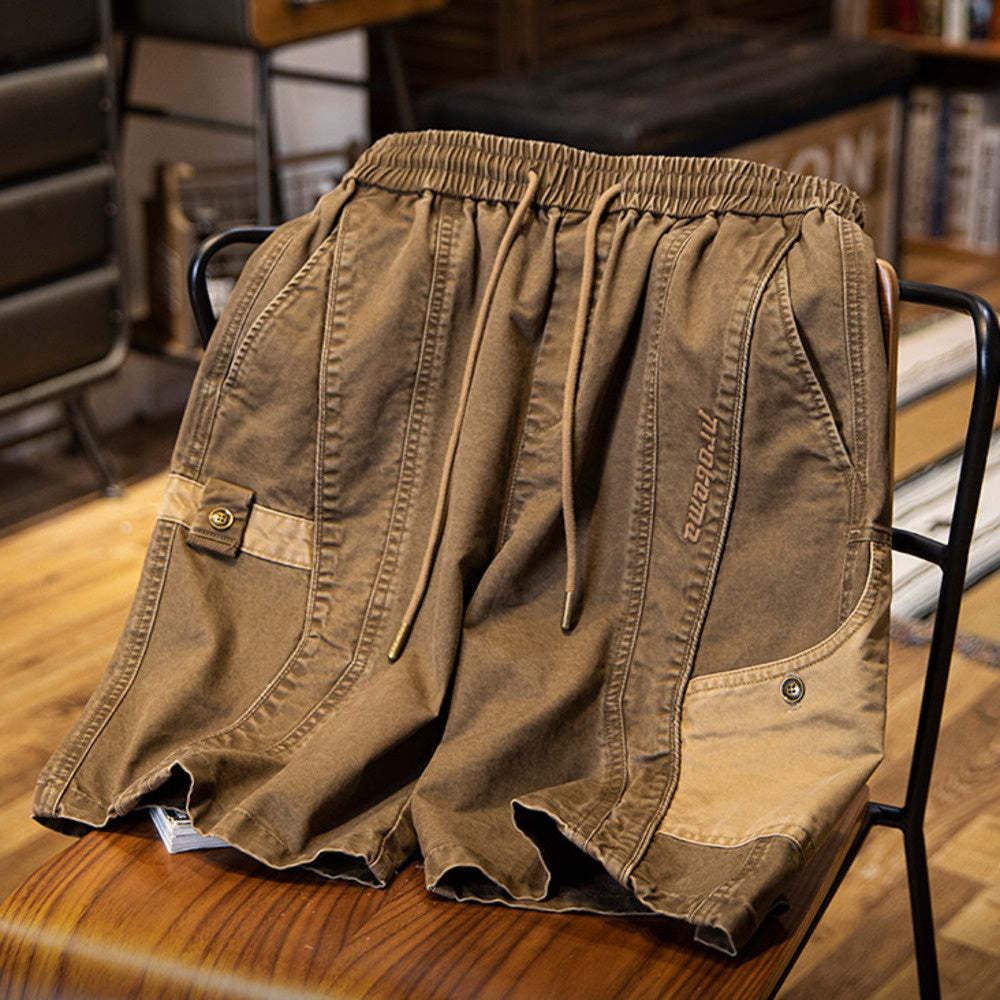 美式復古做舊伐木工短褲男2025夏季新款中褲純棉工裝五分褲子男
