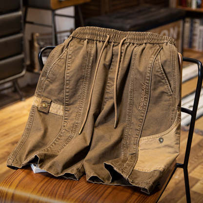 美式復古做舊伐木工短褲男2025夏季新款中褲純棉工裝五分褲子男
