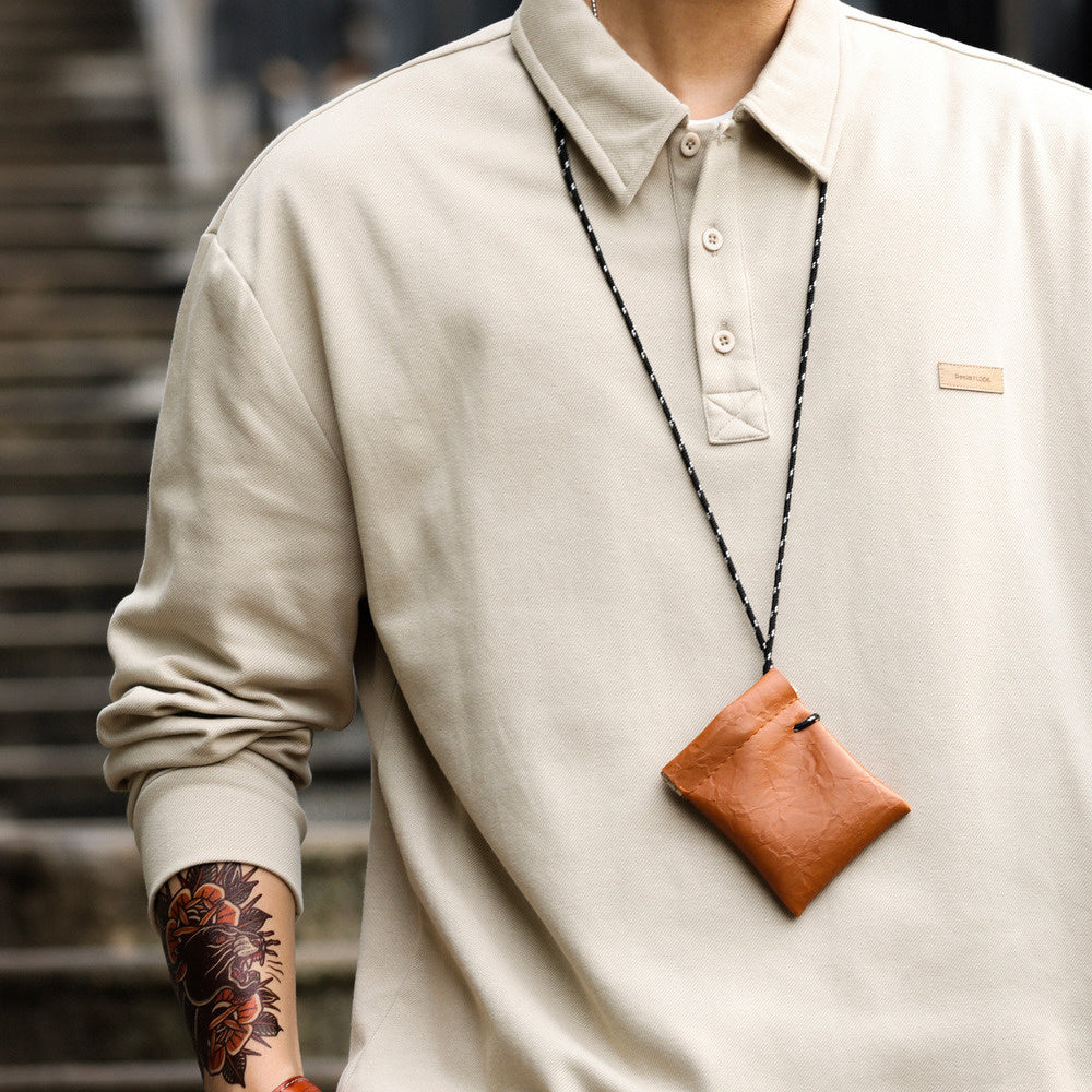 日系長袖POLO衫男秋季寬鬆簡約內搭高級感重磅針織翻領T恤-Retro's Wear