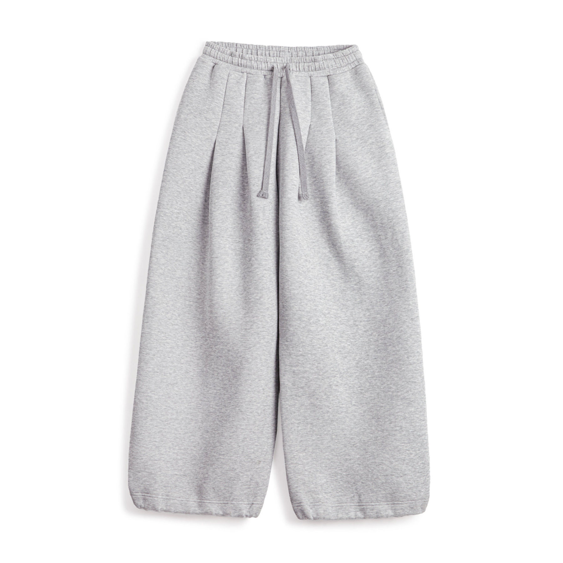 淺灰色闊腿直筒休閒長衛褲鬆緊腰抽繩束脚垂墜感糯米褲子女冬