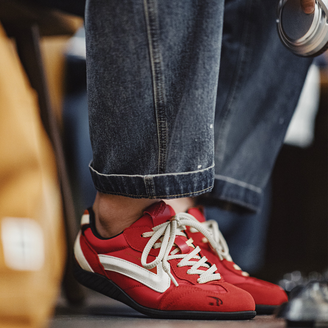 德訓紅色賽車鞋2025新款男女款復古薄底運動休閒鞋平底板鞋子