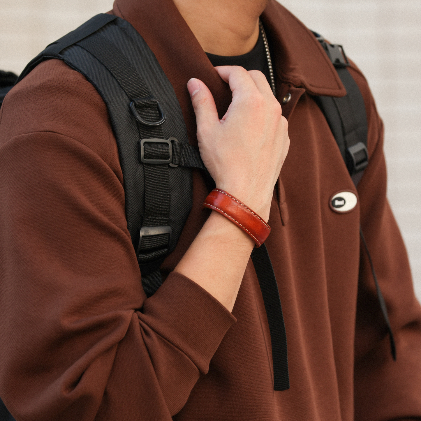 美式復古棉氨刺繡POLO領衛衣男340g空氣層翻領疊穿上衣