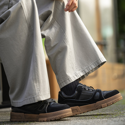 髒髒鞋板鞋男2025新款冬季厚底運動休閒鞋拼接復古做舊小黑鞋