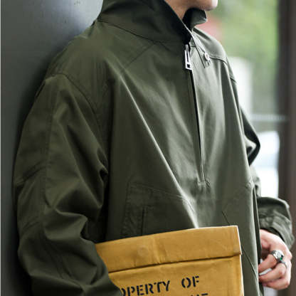 日系復古半拉鍊立領休閒工裝外套男士衝鋒衣美式戶外夾克秋-Retro's Wear