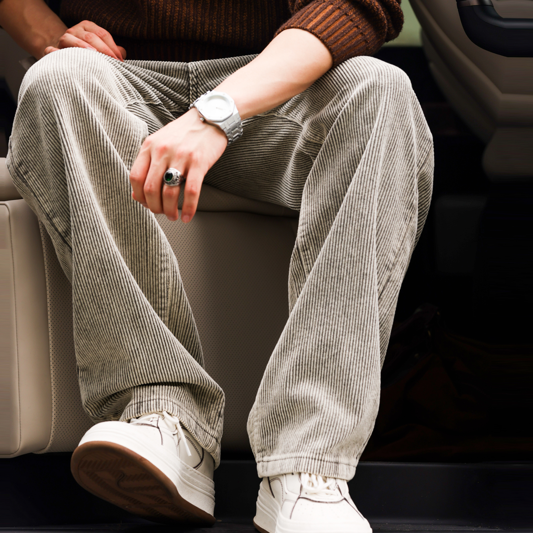 美式復古燈芯絨牛仔褲男寬鬆水洗做舊感vibe直筒休閒褲