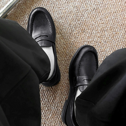 MRA便士樂福鞋男鞋2025新款莫卡辛通勤德比老錢風一脚蹬休閒皮鞋