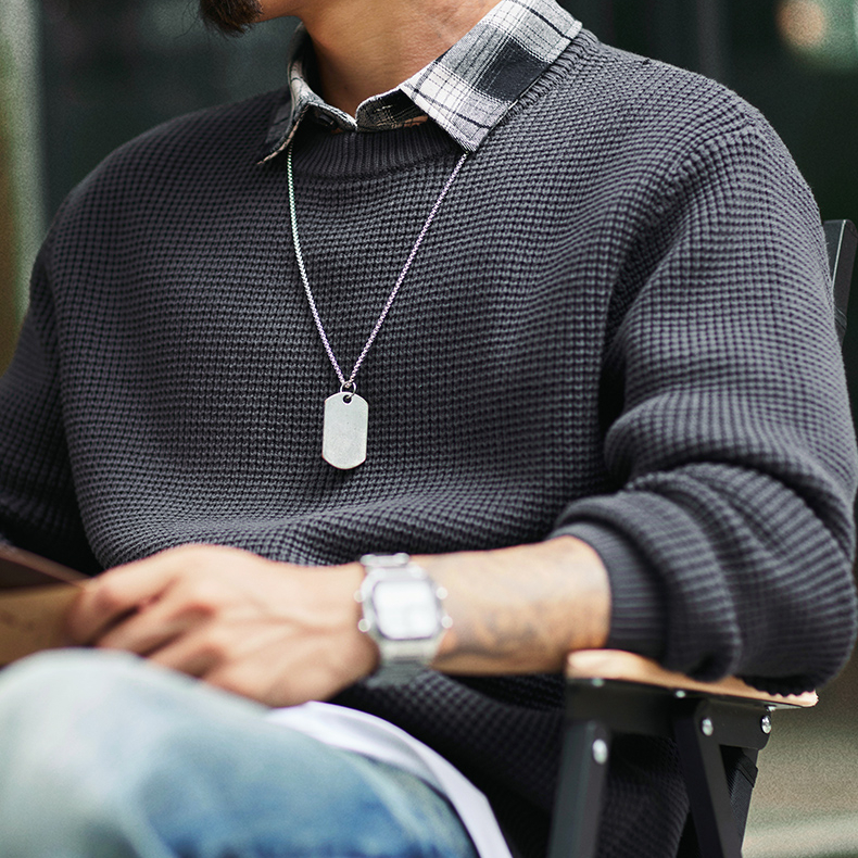 美式復古假兩件襯衫領毛衣男2025秋冬新款鬆弛感加厚保暖針織衫