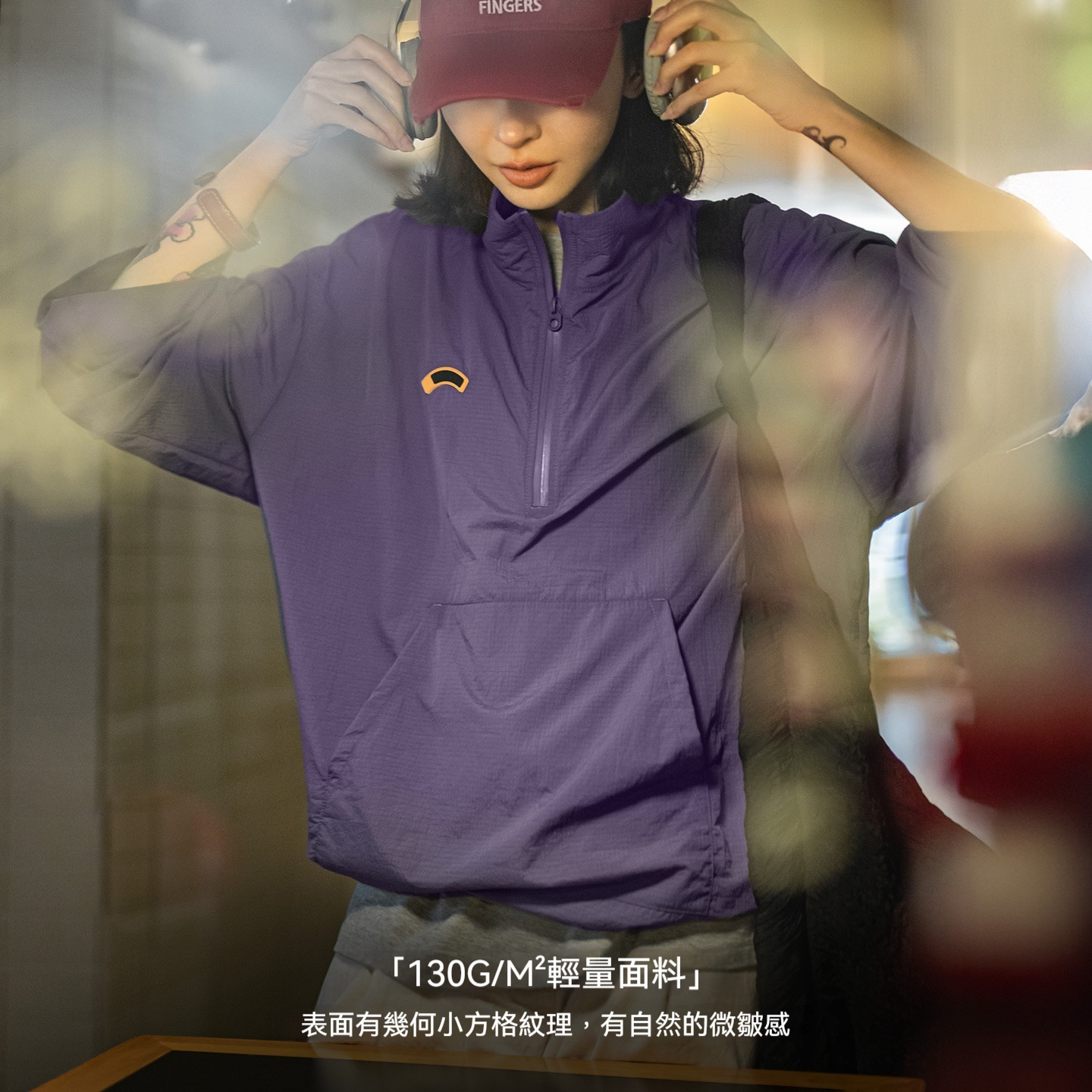 美式復古半拉鍊立領寬鬆夾克衛衣city girl運動套頭外套女夏