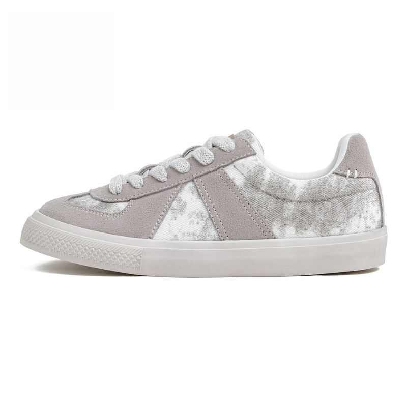 灰影德訓鞋男春季新款復古紮染帆布板鞋平底休閒百搭阿甘鞋子