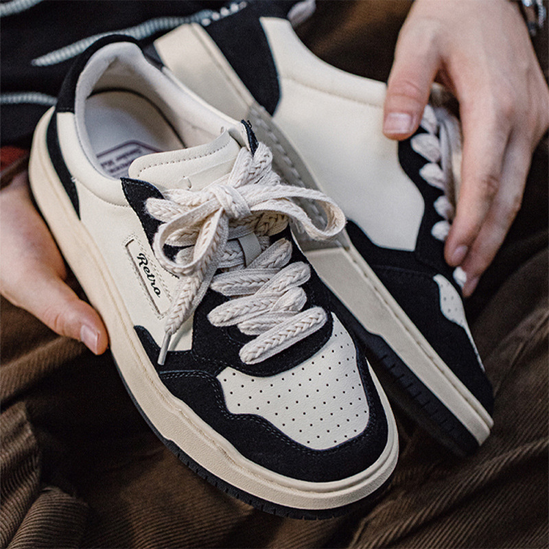 2024新款黑白猫熊板鞋男冬季運動休閒低幫原創小眾百搭潮鞋-Retro's Wear