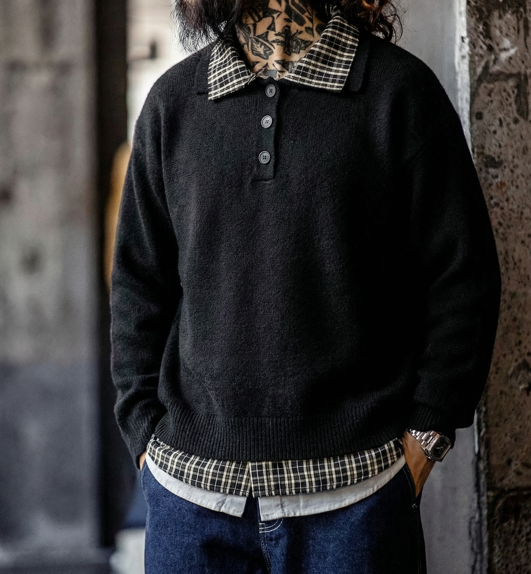 日常假兩件休閒百搭長袖圓領毛衣