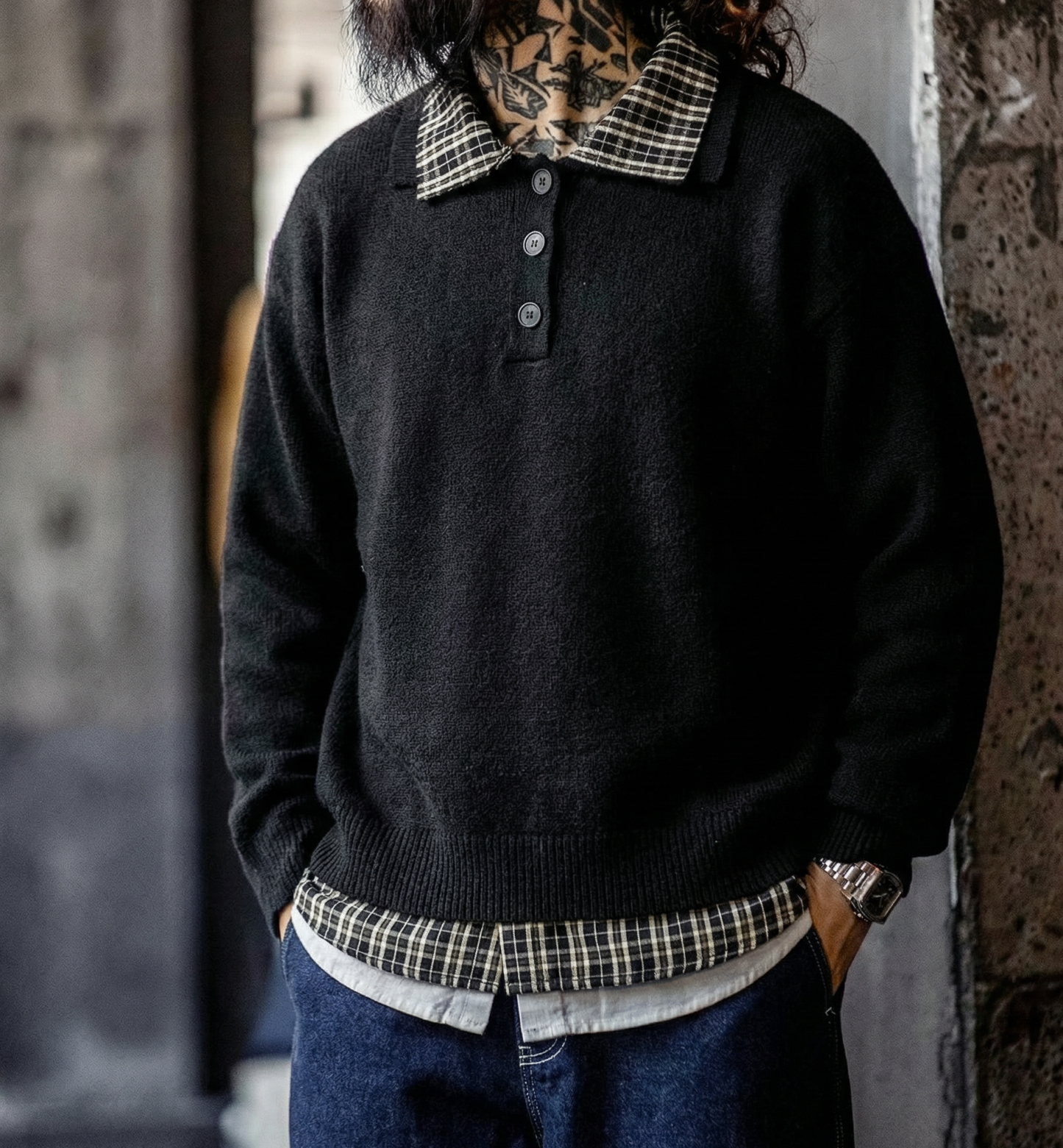 日常假兩件休閒百搭長袖圓領毛衣