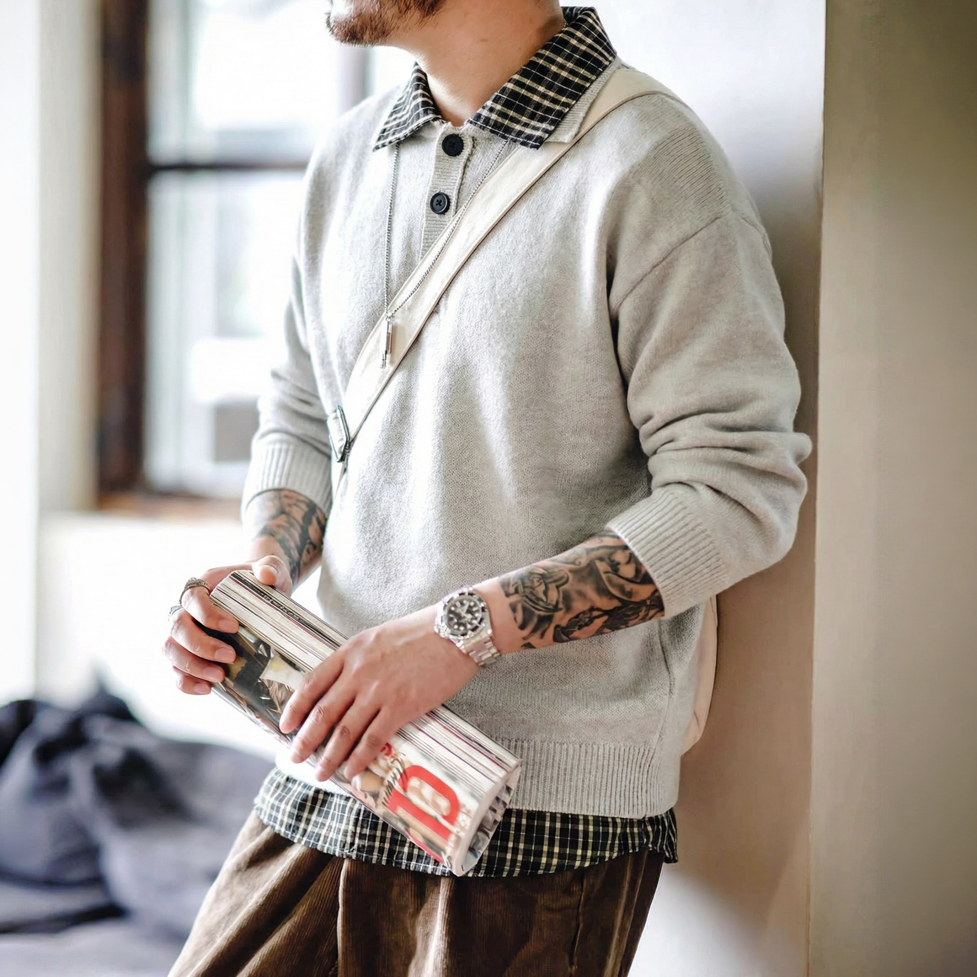 日常假兩件休閒百搭長袖圓領毛衣