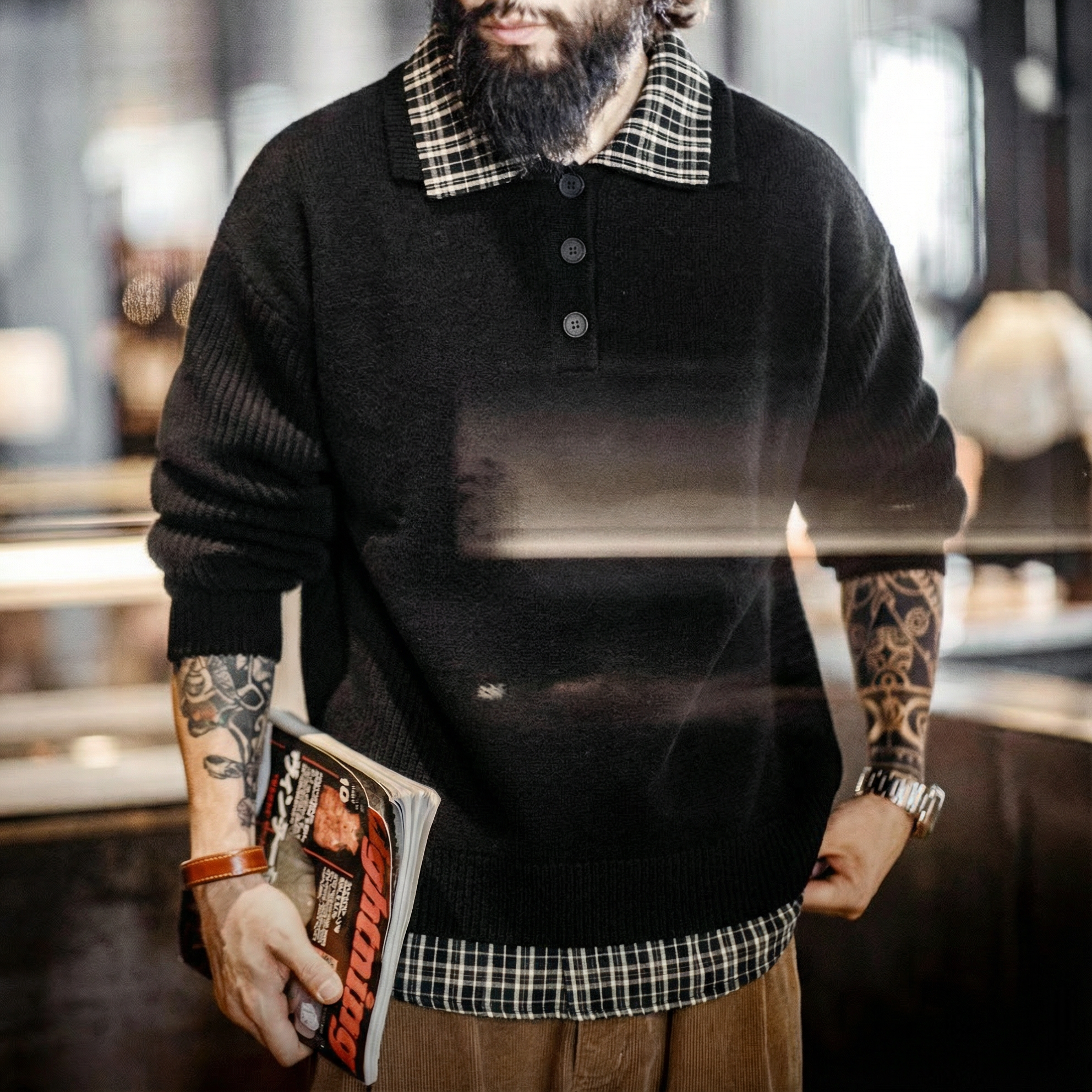 日常假兩件休閒百搭長袖圓領毛衣