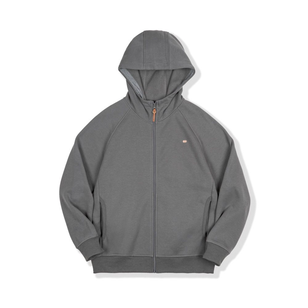 美式休閒雪花灰連帽衛衣重磅加絨拉鍊運動開衫外套男秋-Retro's Wear