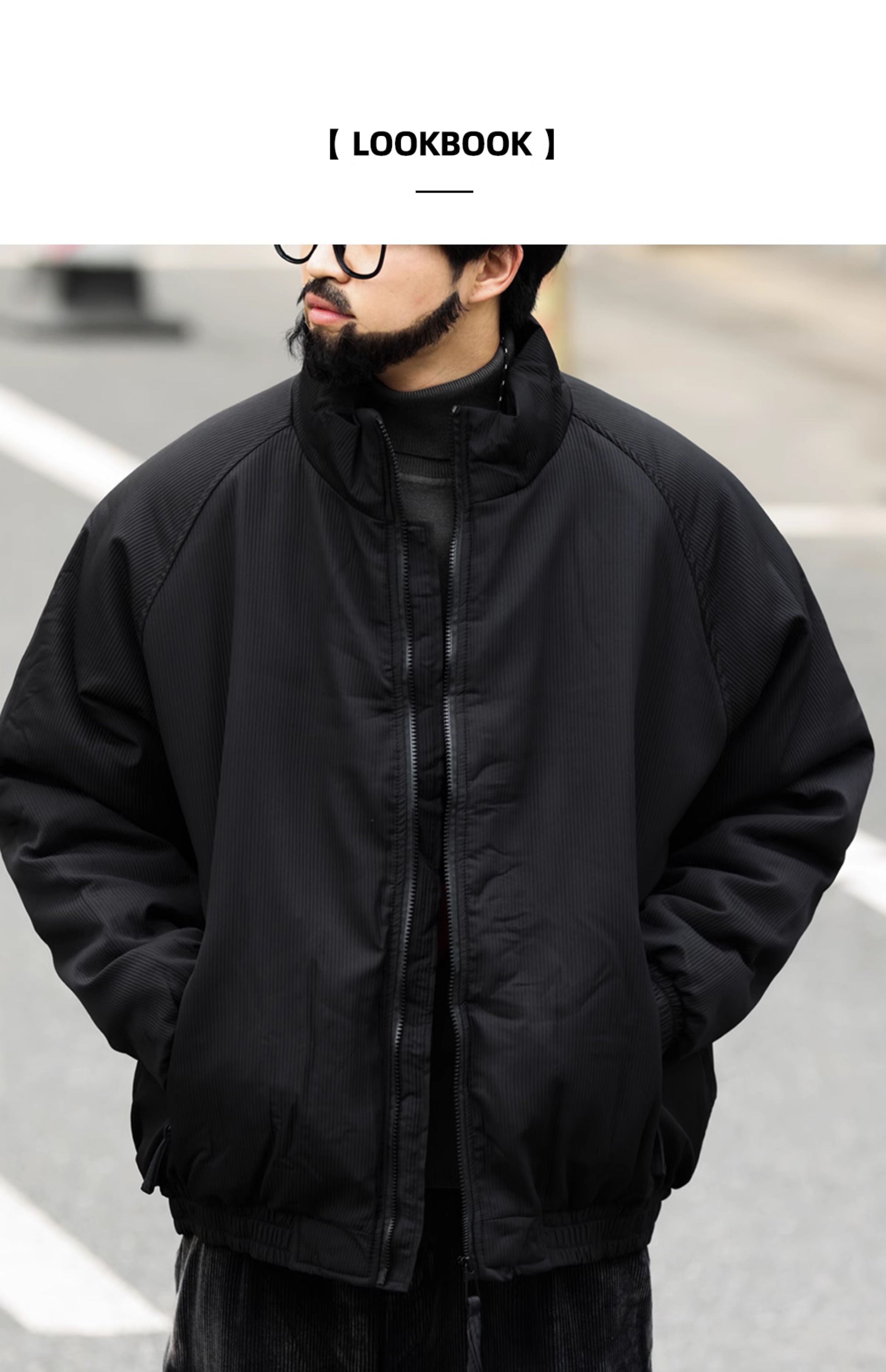 Men's Stand Collar Striped Zipper Cotton Jacket | Retro's Wear