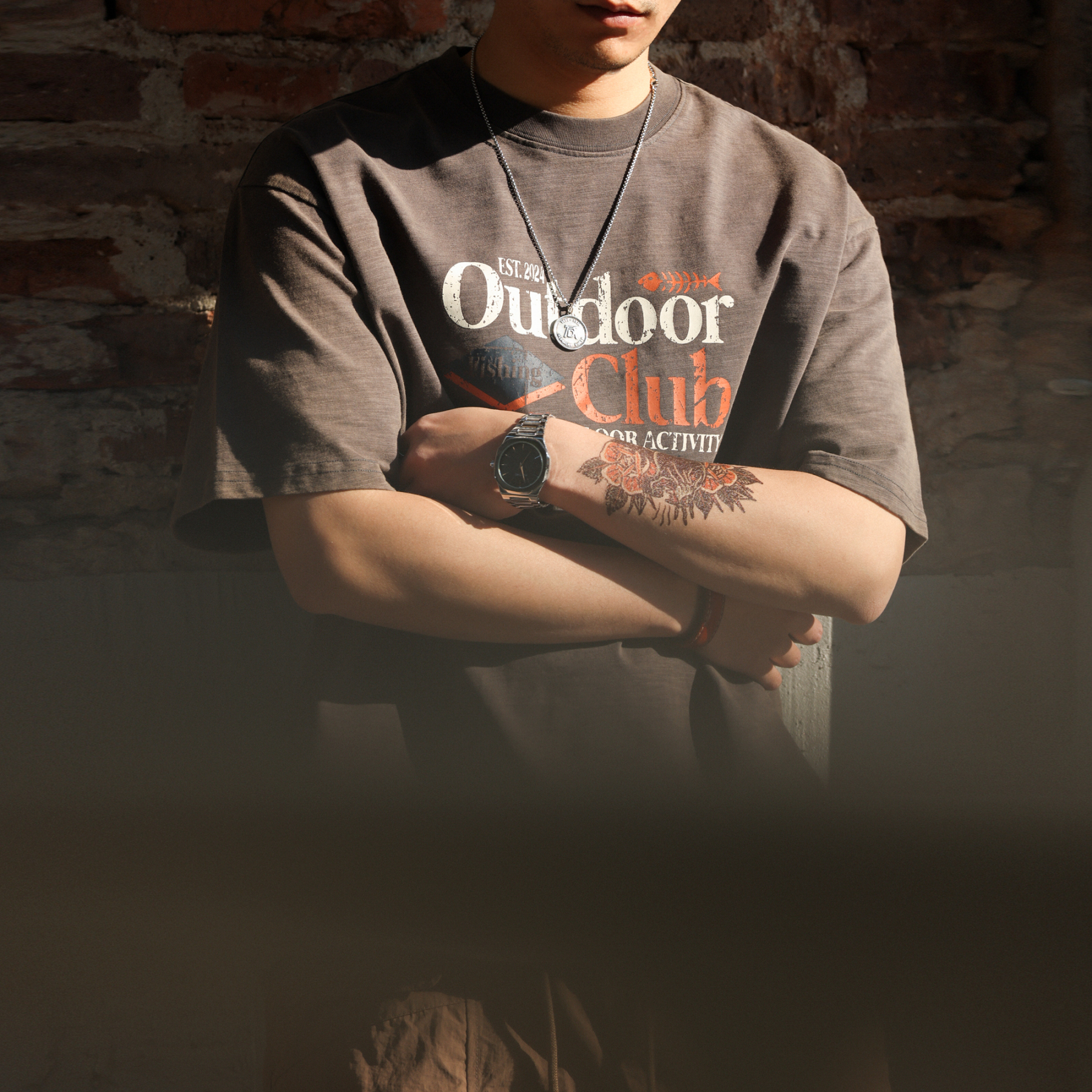 美式復古竹節棉圓領T恤男250g純棉圓領安可拉紅短袖TEE