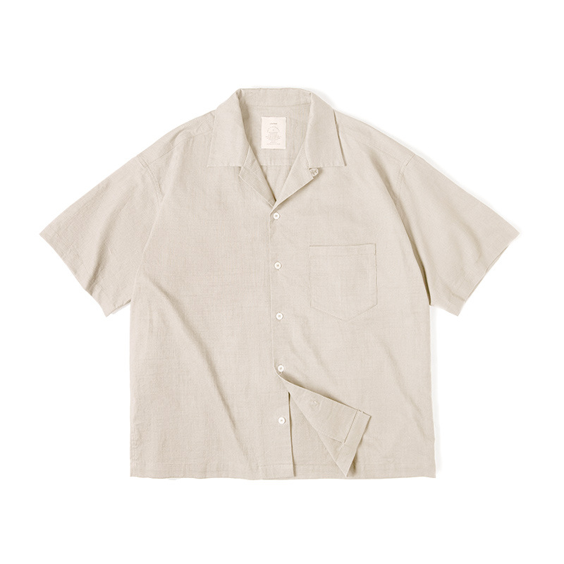 馬登工裝巴領寬鬆短袖襯衫透氣哢嘰休閒男寸衣痞帥夏山系-Retro's Wear