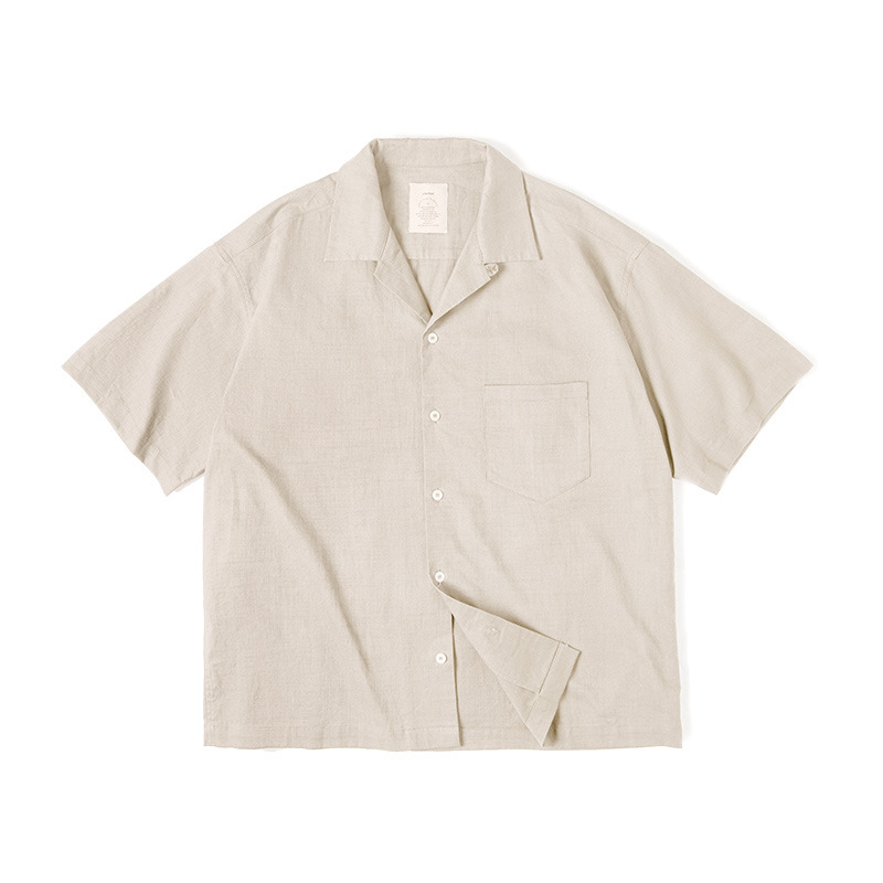 馬登工裝巴領寬鬆短袖襯衫透氣哢嘰休閒男寸衣痞帥夏山系-Retro's Wear