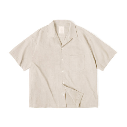 馬登工裝巴領寬鬆短袖襯衫透氣哢嘰休閒男寸衣痞帥夏山系-Retro's Wear