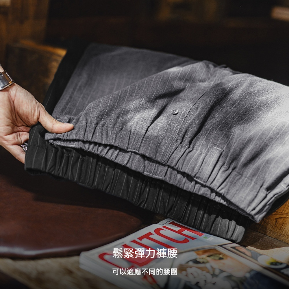 日系豎條紋灰色西裝短褲cityboy鬆緊腰直筒五分褲男夏季