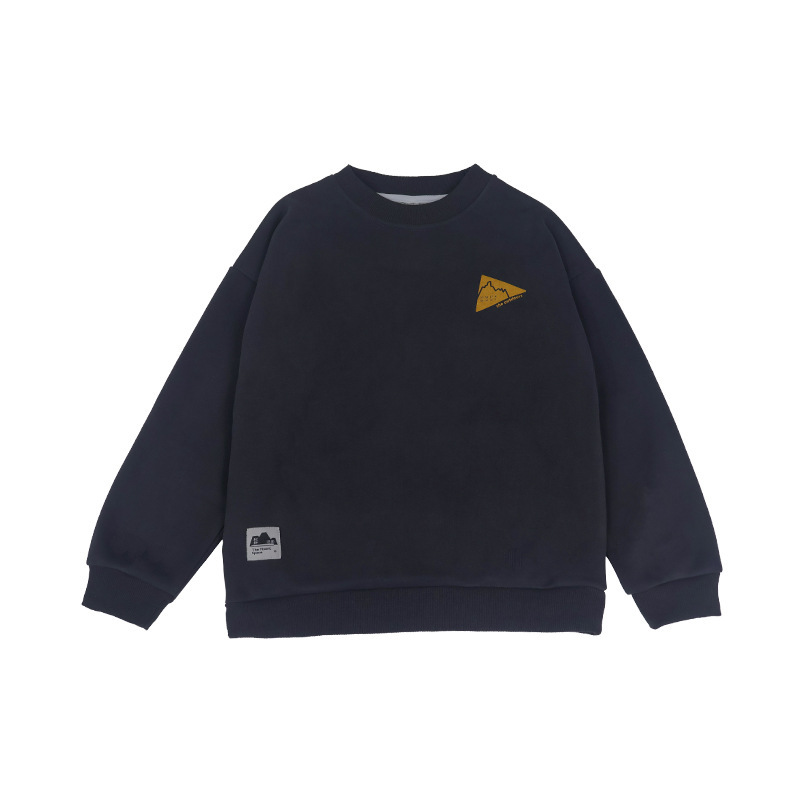 童裝男童加絨衛衣2025冬季新款兒童圓領衛衣中大童休閒上衣