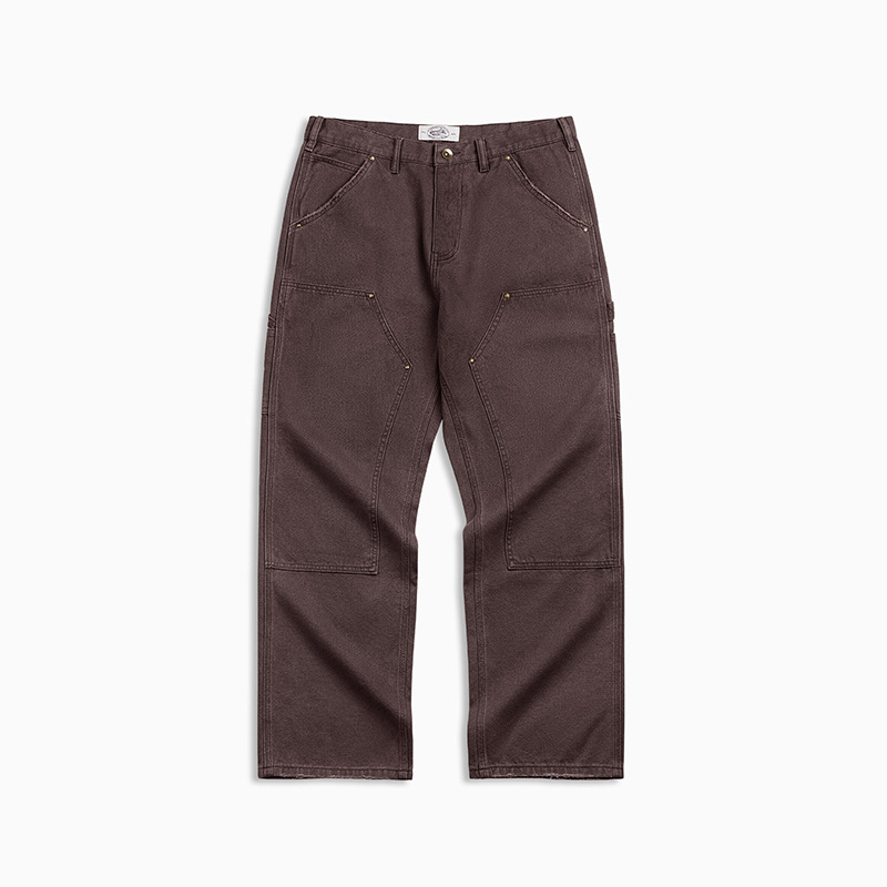 MRA美式休閒B01雙膝伐木褲直筒帆布法工褲軍綠色長褲男早秋