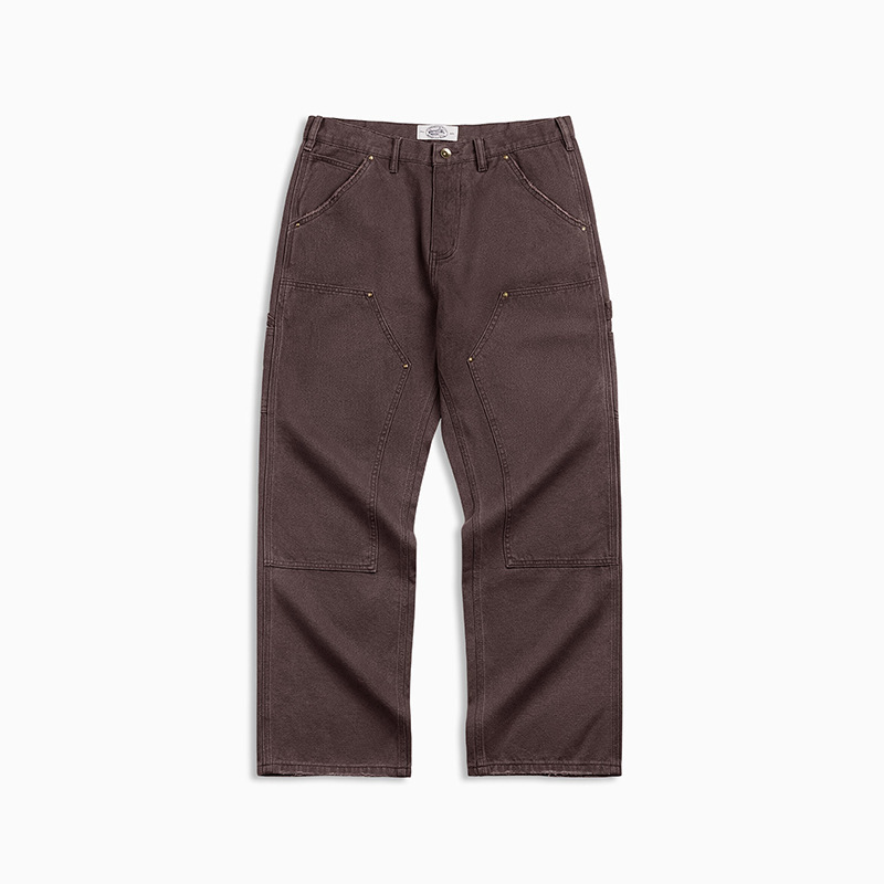 MRA美式休閒B01雙膝伐木褲直筒帆布法工褲軍綠色長褲男早秋