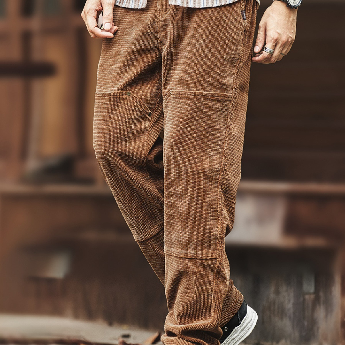 美式設計感復古燈芯絨工裝褲子男秋季新款寬鬆直筒休閒長褲
