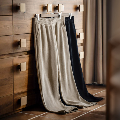 MRA380g重磅束脚雪尼爾衛褲垂感卡其色長褲仿燈芯絨休閒褲男