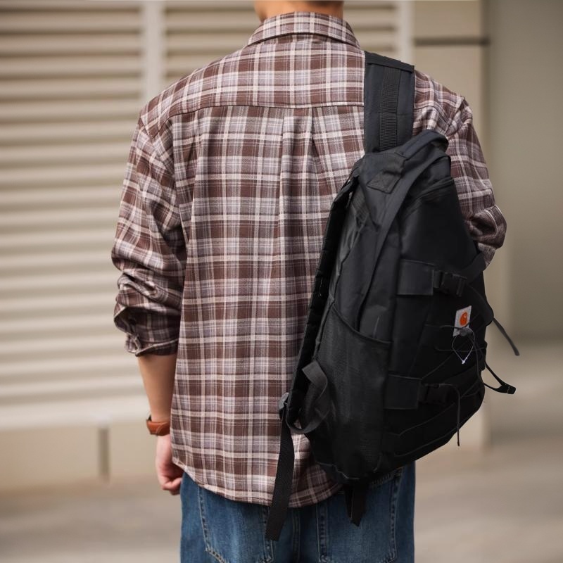 蘇格蘭格紋長袖襯衫男士寬鬆日系復古Vintage格子襯衣春