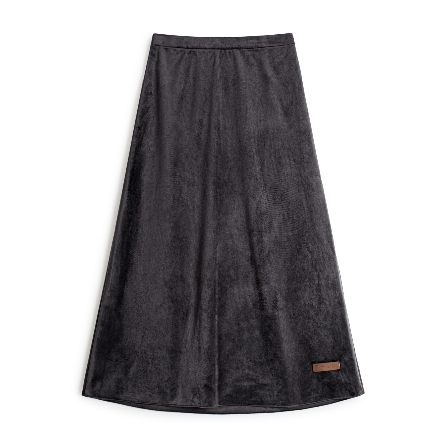 復古絲絨灰色鬆緊腰垂墜感A字中長款針織半身傘裙子女士秋季