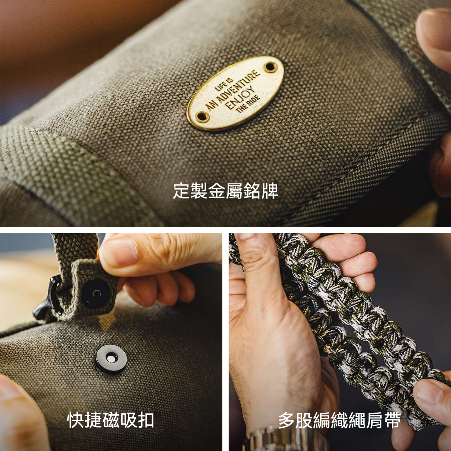 美式復古帆布圓筒包隨身包通勤小包斜跨包包子母零錢包男