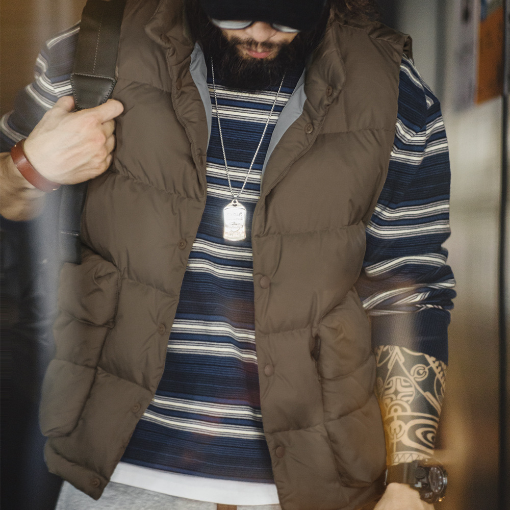 美式休閒輕薄羽絨馬甲鴨絨保暖立領內搭外穿背心馬夾男秋-Retro's Wear