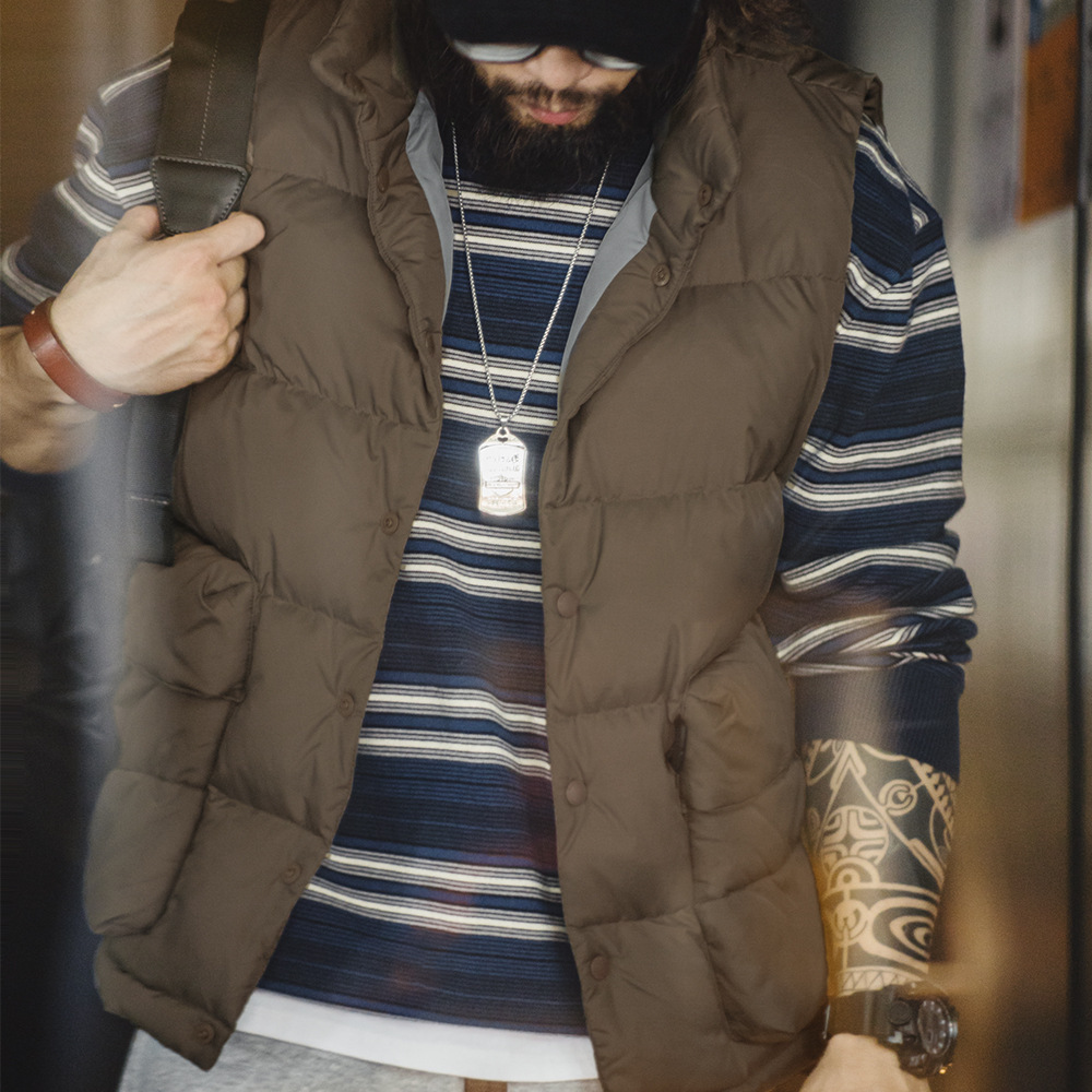 美式休閒輕薄羽絨馬甲鴨絨保暖立領內搭外穿背心馬夾男秋-Retro's Wear