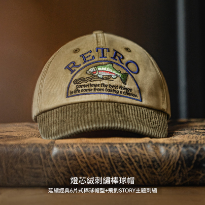 美式復古卡其燈芯絨彎簷硬頂棒球帽刺繡做舊鴨舌遮陽帽子女士