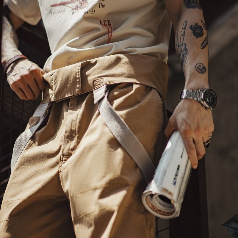 美式復古寬鬆BF直筒背帶褲阿美哢嘰休閒連體吊帶長褲子男