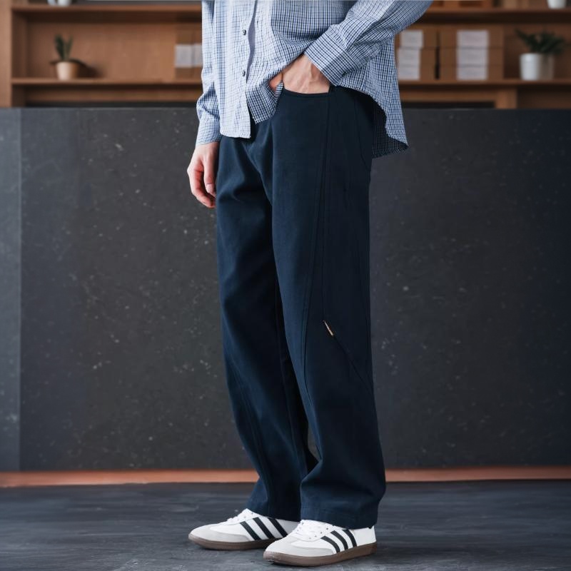 美式重磅純棉加絨加厚工裝褲男復古水洗休閒直筒長褲子