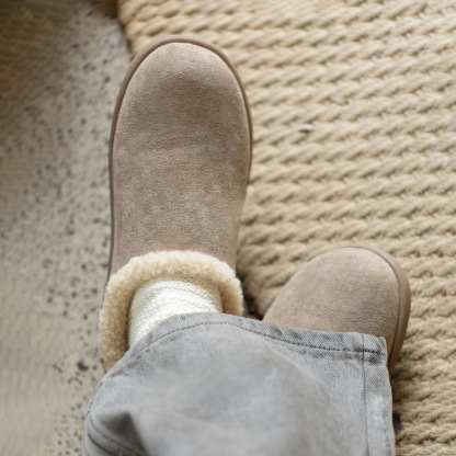 毛毛拖鞋男外穿2025新款厚底包跟居家棉拖包頭保暖勃肯棉鞋冬