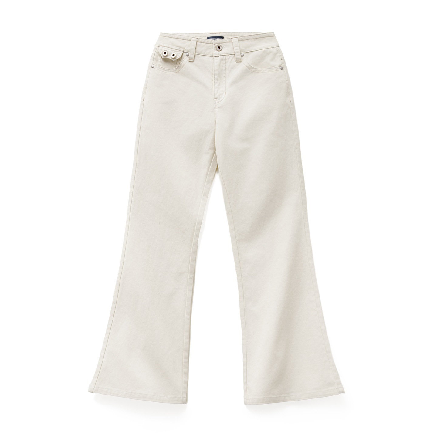 米白色直筒休閒褲顯瘦不貼腿純棉微喇叭馬蹄褲小個子女士秋季