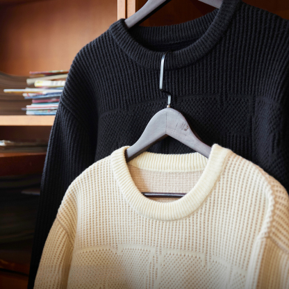 肌理感字母提花圓領毛衣男2025秋冬新款寬鬆休閒慵懶風針織毛線衣