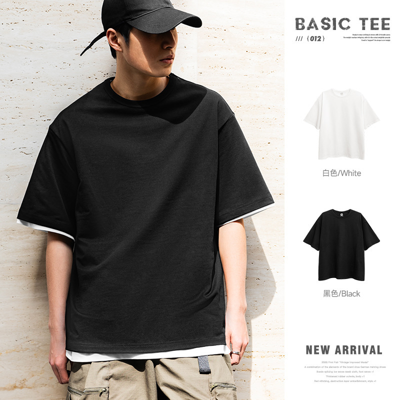 MRA白色重磅t恤二本針黑色半袖cleanfit短袖寬鬆打底衫男夏